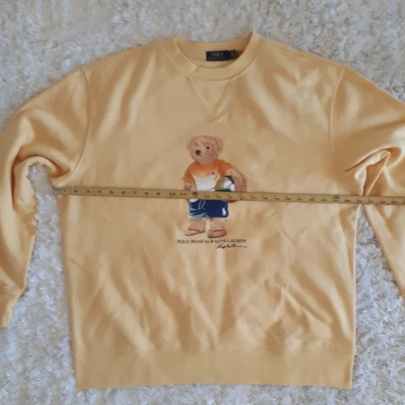 Polo Ralph Lauren Men's 1XB Yellow Summer Bear Crewneck Fleece Sweatshirt New - Picture 11 of 13